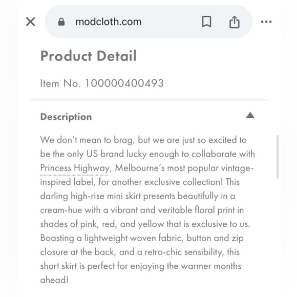 MODCLOTH x PRINCESS HIGHWAY NWOT Floral Mini Skirt‎ in Cream - Picture 11 of 12